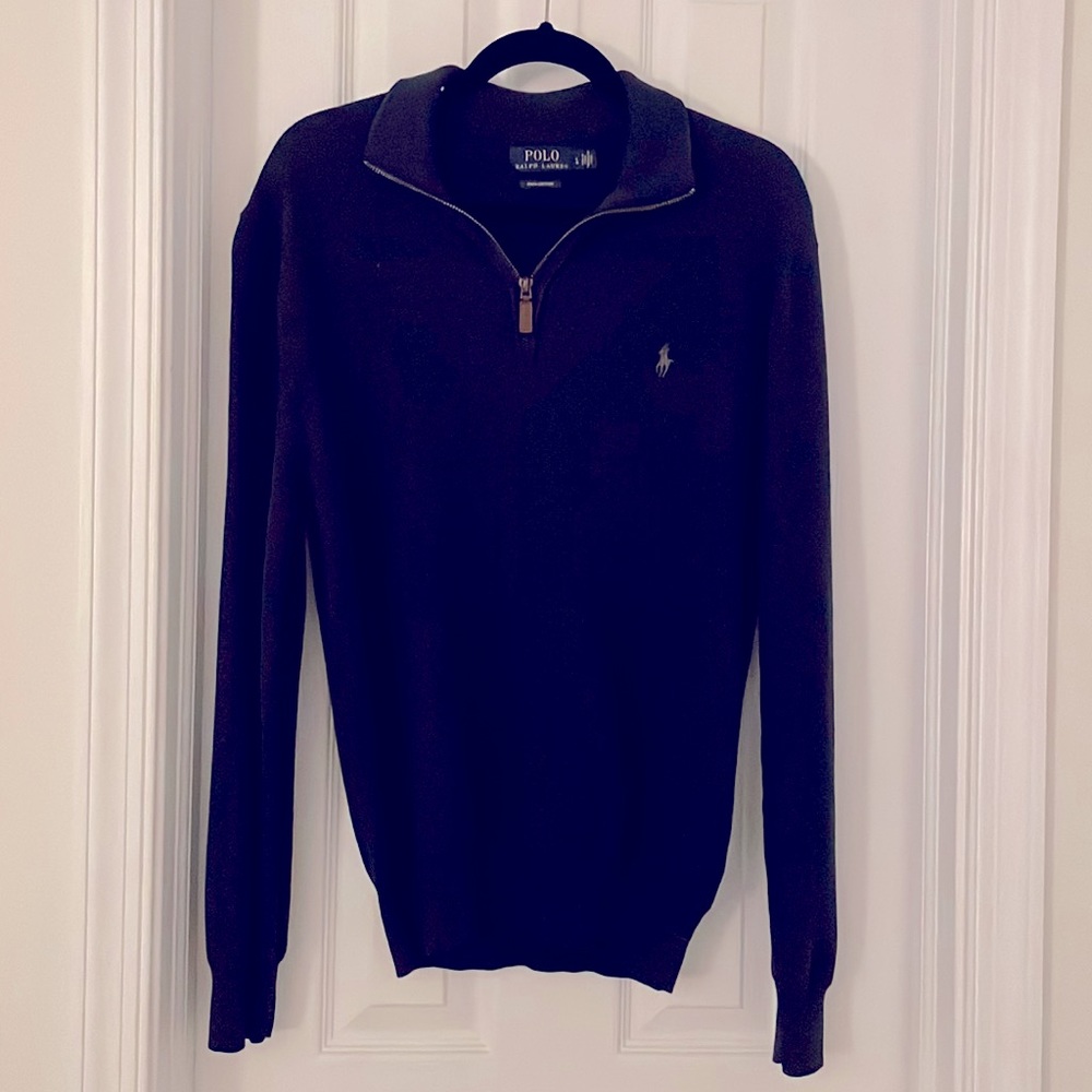 Ralph Lauren Mens quarter zip Gray Pullover Sweater